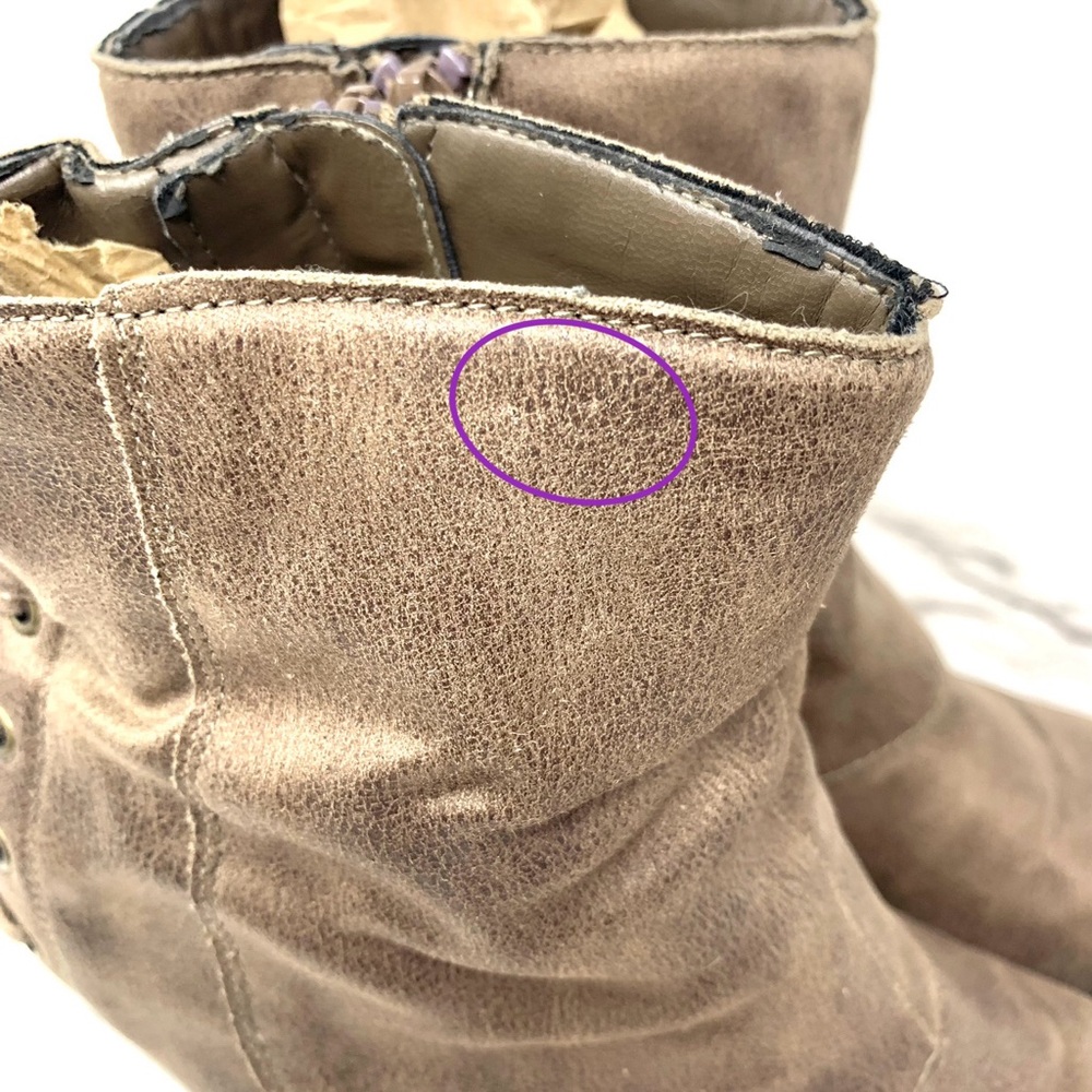 Fergalicious Trina Corset Lace Spat Heeled Booties 7.5 Bohemian Western Neutral - Picture 9 of 16